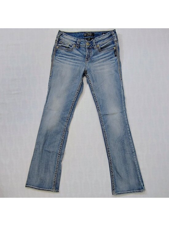 Silver Jeans Denim - Silver Jeans Suki Womens W28 L31 Western Slim Boot Pants Light Wash Denim Blue
